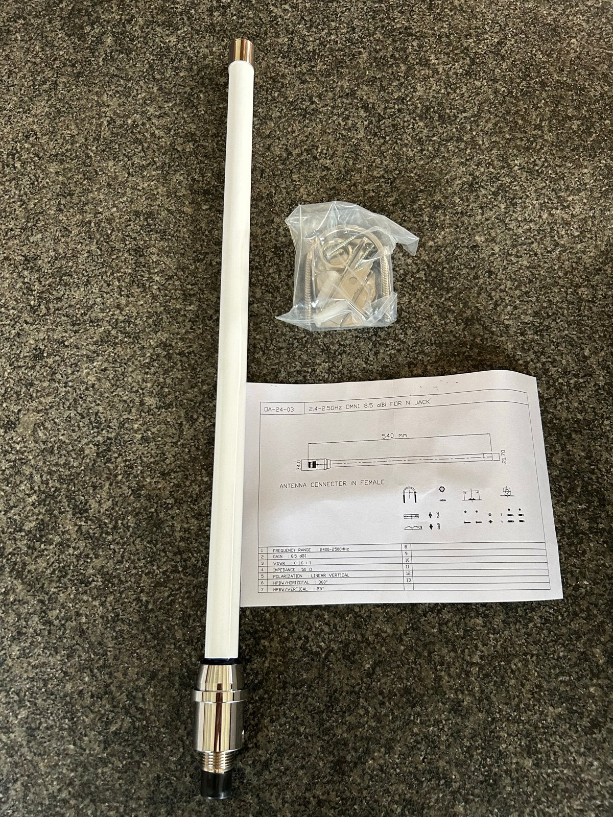 2.4-2.5GHz Omni 8.5dBi Antenne voor N Female, Ophalen of Verzenden, Nieuw, Antenne