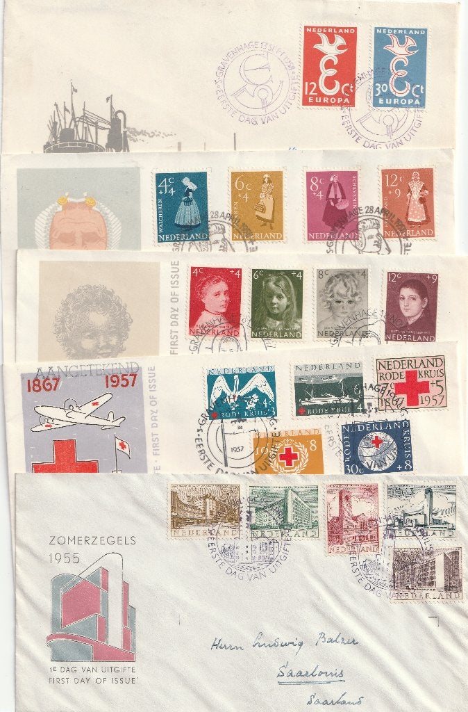 FDC E 21 1951-1961 en nog 10 stuks, Ophalen of Verzenden, Na 1940, Gestempeld