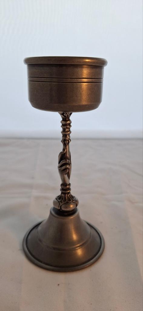 Tinnen kelkje met handdetail, Antiek en Kunst, Antiek | Tin, Ophalen of Verzenden