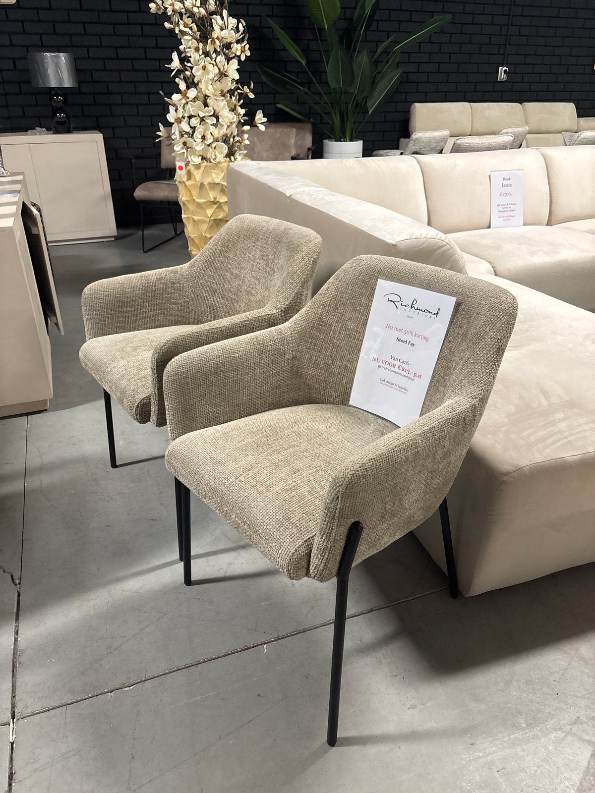 2x Richmond Interiors Stoel Fay - Showroommodel, Huis en Inrichting, Twee, Overige kleuren, Ophalen of Verzenden, Zo goed als nieuw