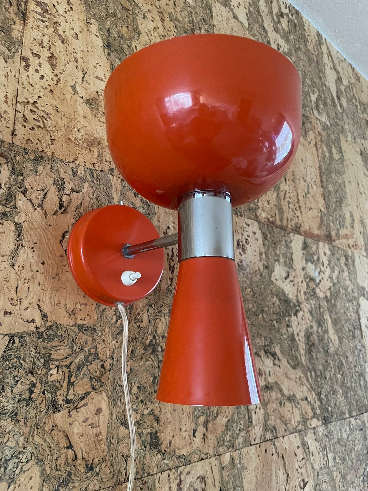 Vintage Herda diabolo oranje wandlamp jaren ‘70, Retro, Huis en Inrichting, Ophalen, Up-/downlighter, Oranje, Zo goed als nieuw
