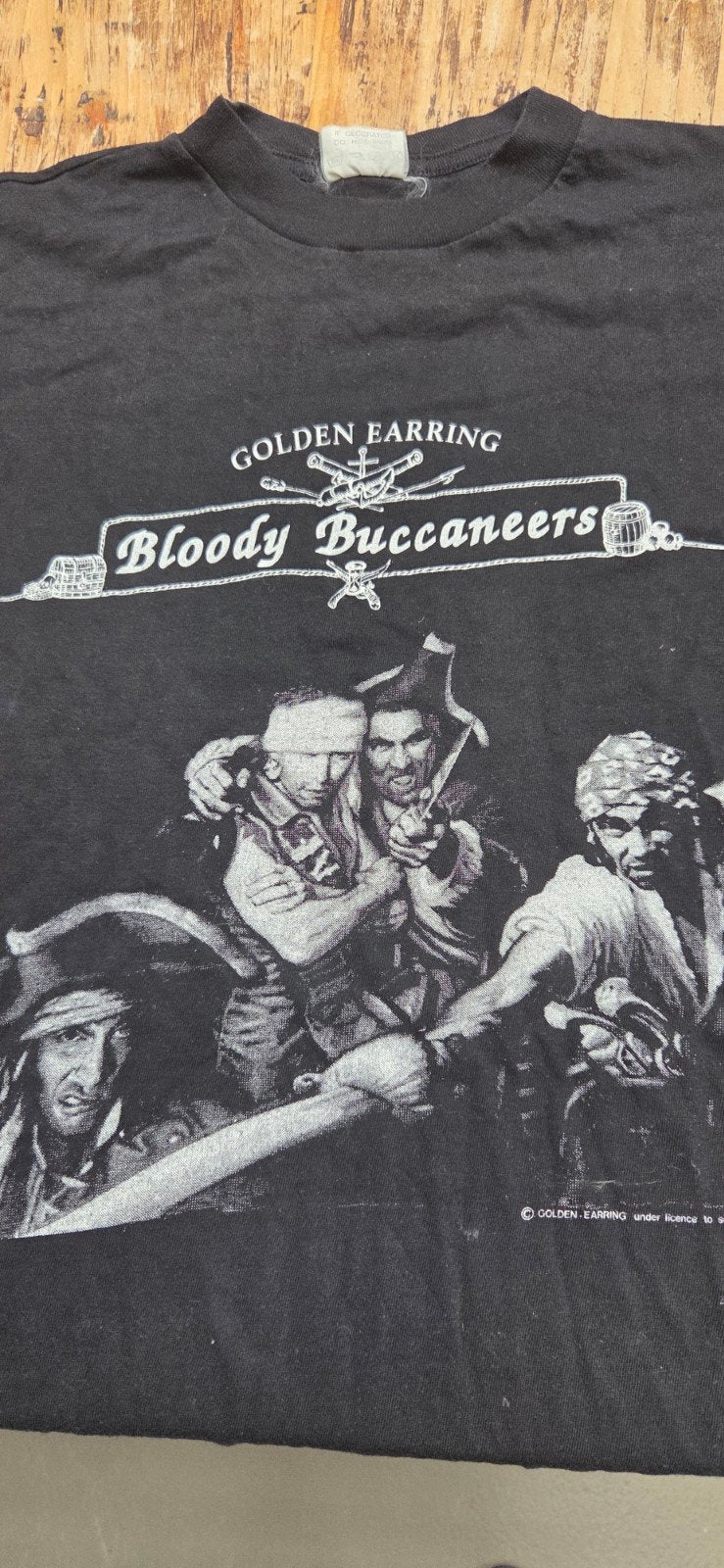 Vintage Golden Earring "Bloody Buccaneers" Tour '91 T-shirt, Overige maten, Ophalen of Verzenden, Gedragen, Zwart
