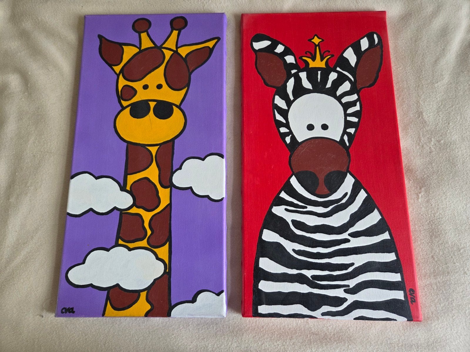 schilderij kinderkamer, Ophalen, Handgeschilderd, Acrylverf, Dieren
