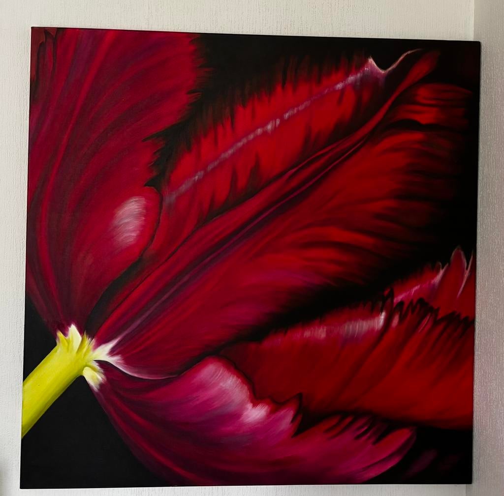 Schilderij Tulp 100x100cm, Ophalen