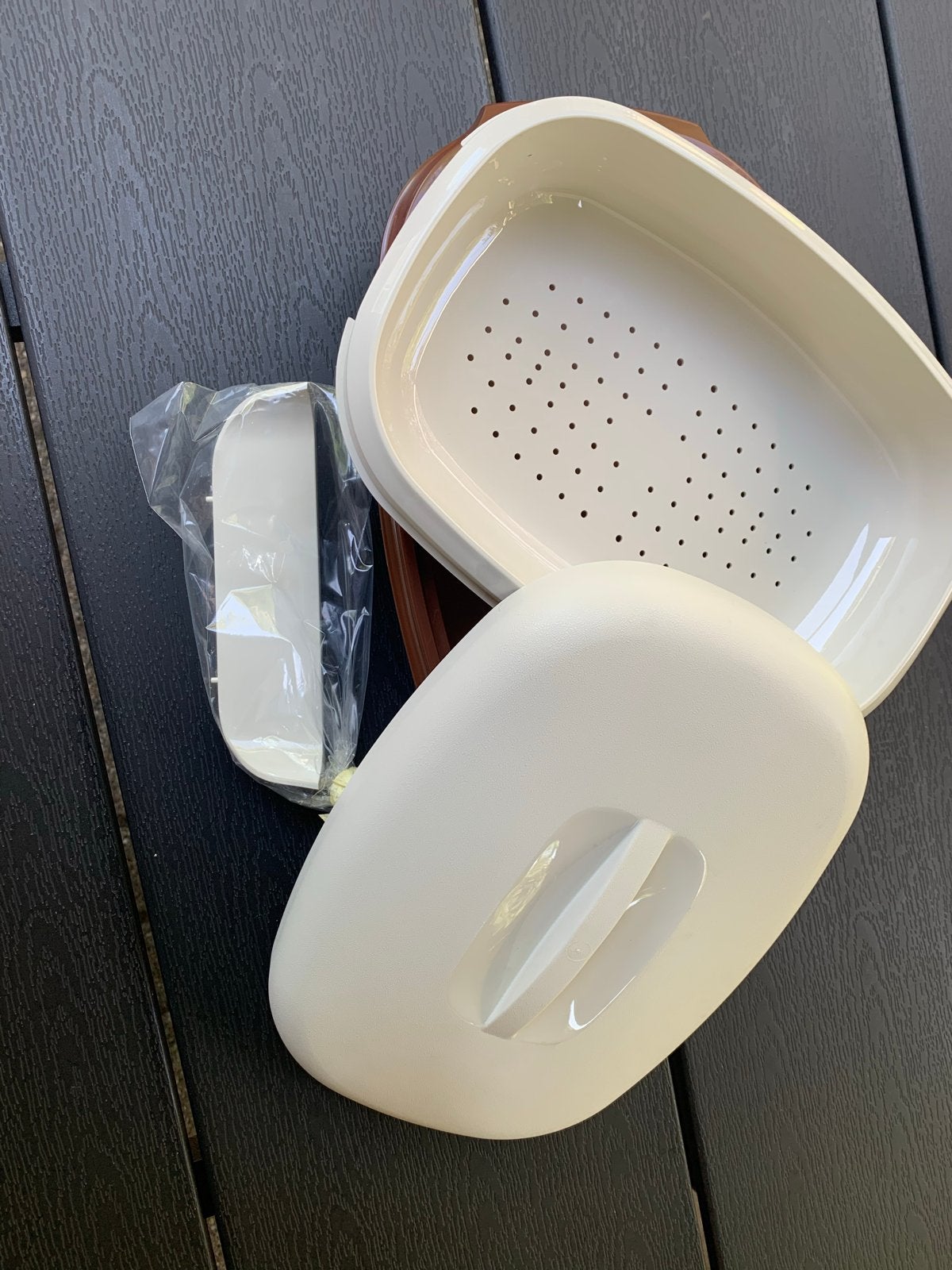 Tupperware Rijst/Groentestomer voor Magnetron, Bruin, Overige typen, Nieuw, Ophalen of Verzenden