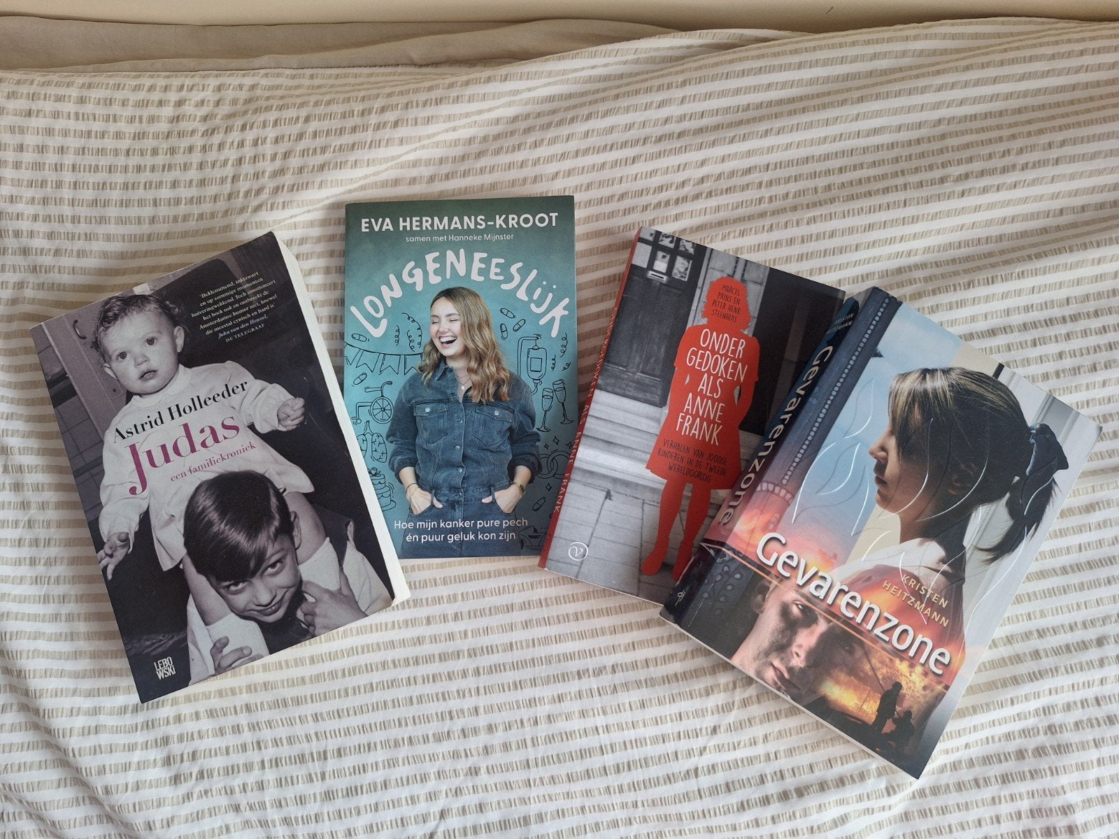 4 boeken: Judas, Longeneeslijk, Gevarenzone, Ondergedok, Ophalen of Verzenden, Zo goed als nieuw, Astrid Holleeder, Eva Hermans-Kroot, Kristen Heitzmann