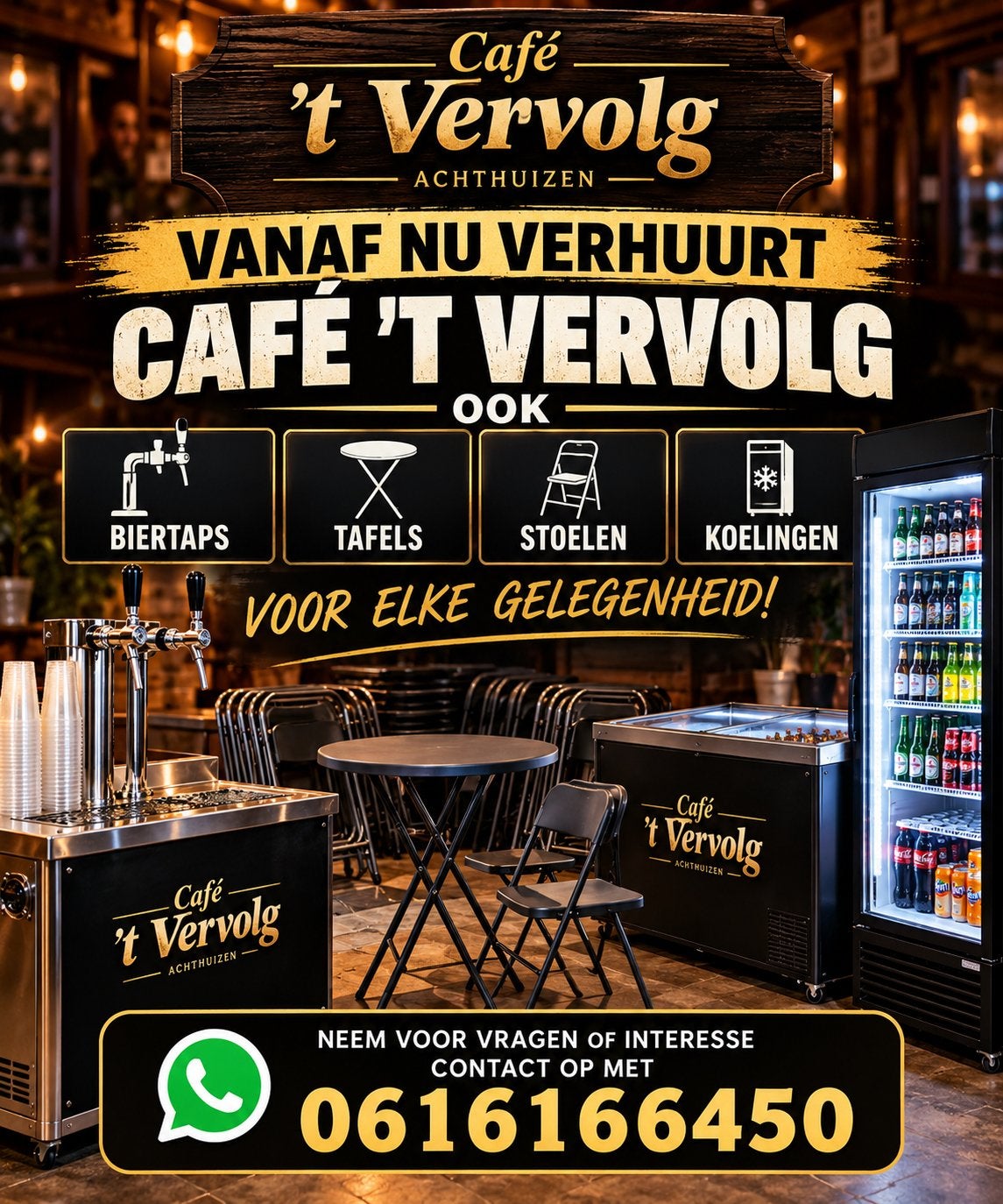 Verhuur voor elk feest! Biertaps koelingen tafels stoelen, Hobby en Vrije tijd, Ophalen of Verzenden