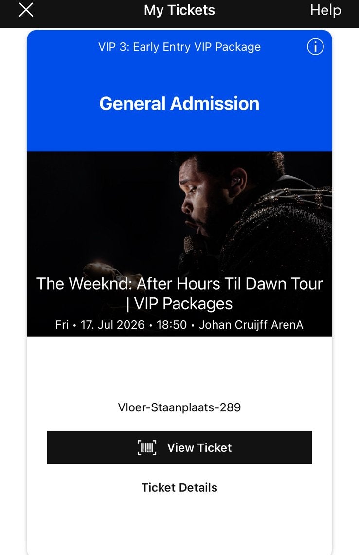 The weeknd VIP 3 Amsterdam July 17th, Eén persoon