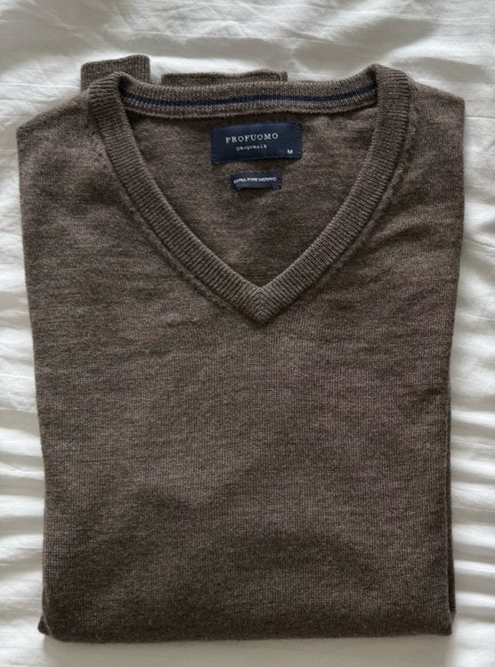 Profuomo trui maat M bruin merino, Kleding | Heren, Truien en Vesten, Ophalen of Verzenden, Zo goed als nieuw, Maat 52/54 (L)