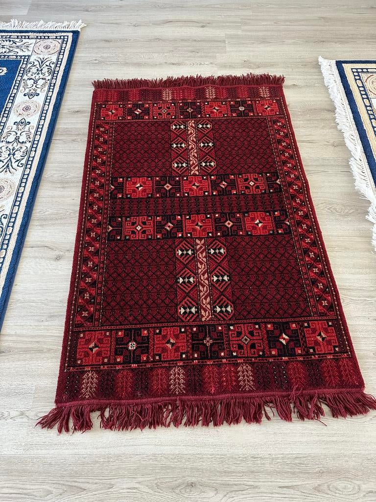 Afghaans handgeknoopt wollen tapijt - Turks design, Ophalen, Gebruikt, 100 tot 150 cm, 50 tot 100 cm