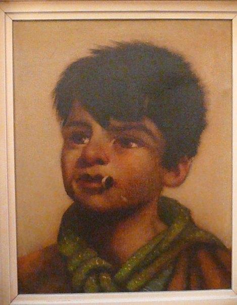 zigeuner jongetje met sigaret schilderij, Antiek en Kunst, Kunst | Schilderijen | Klassiek, Ophalen of Verzenden