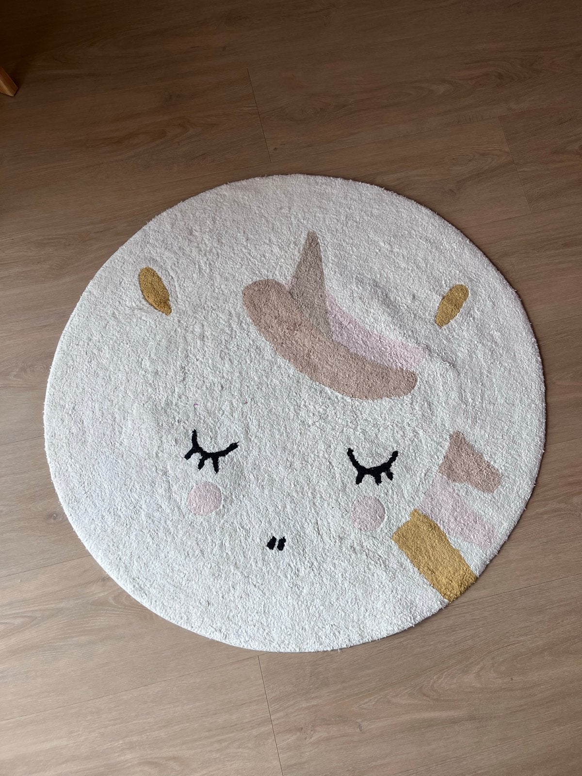 Petit Amelie eenhoorn vloerkleed, Ophalen, Zo goed als nieuw, Wit, Rond