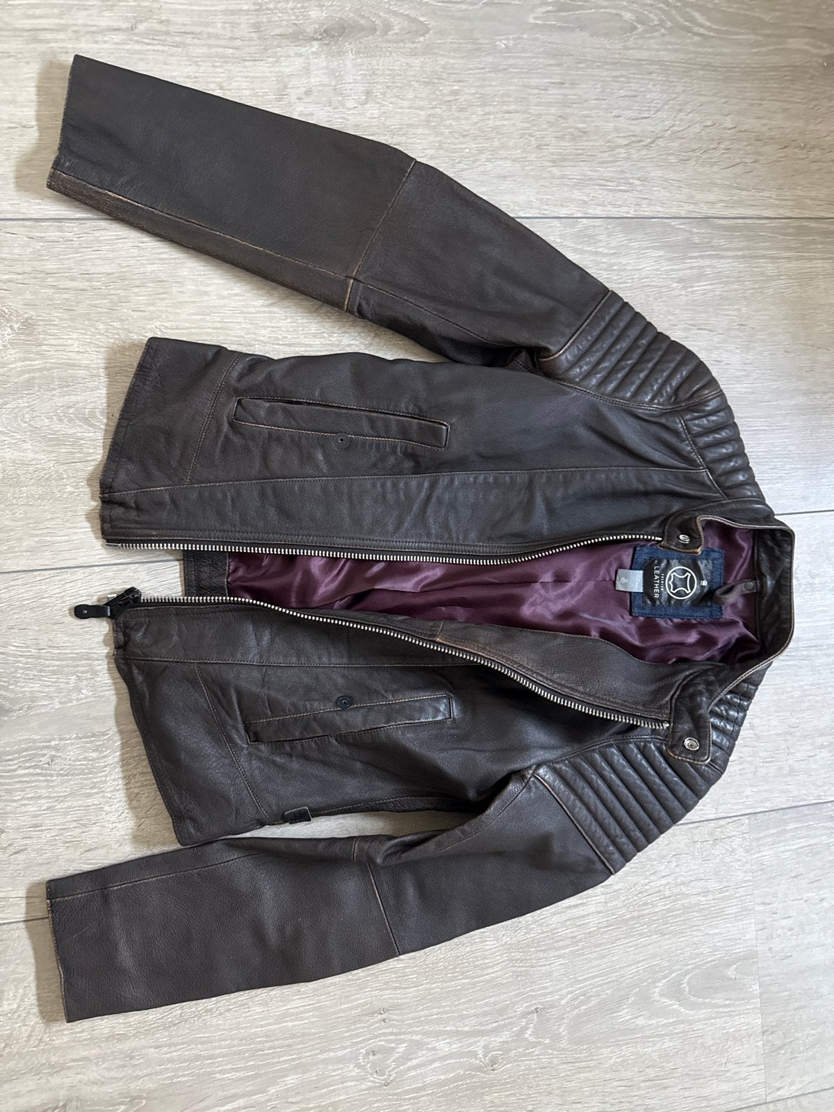 G-Star RAW Leren Bikerjack - Bruin, Ophalen of Verzenden, Zo goed als nieuw, Maat 34 (XS) of kleiner, Bruin