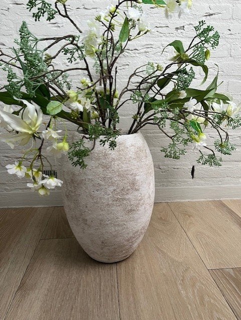 vaas aardewerk stoer landelijk, Ophalen, Gebruikt, Beige, 35 cm