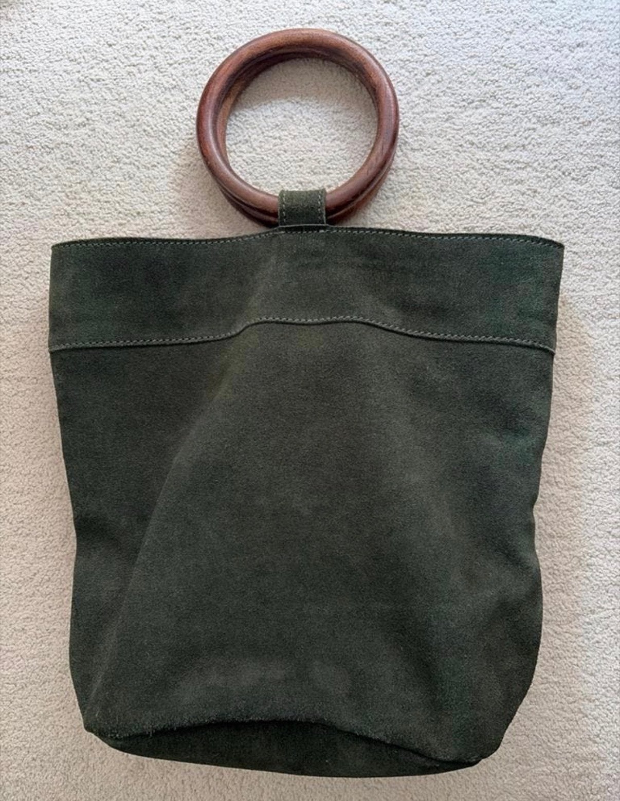 Sissy-Boy suède handtas met houten handvat, Verzenden, Zo goed als nieuw, Groen, Handtas