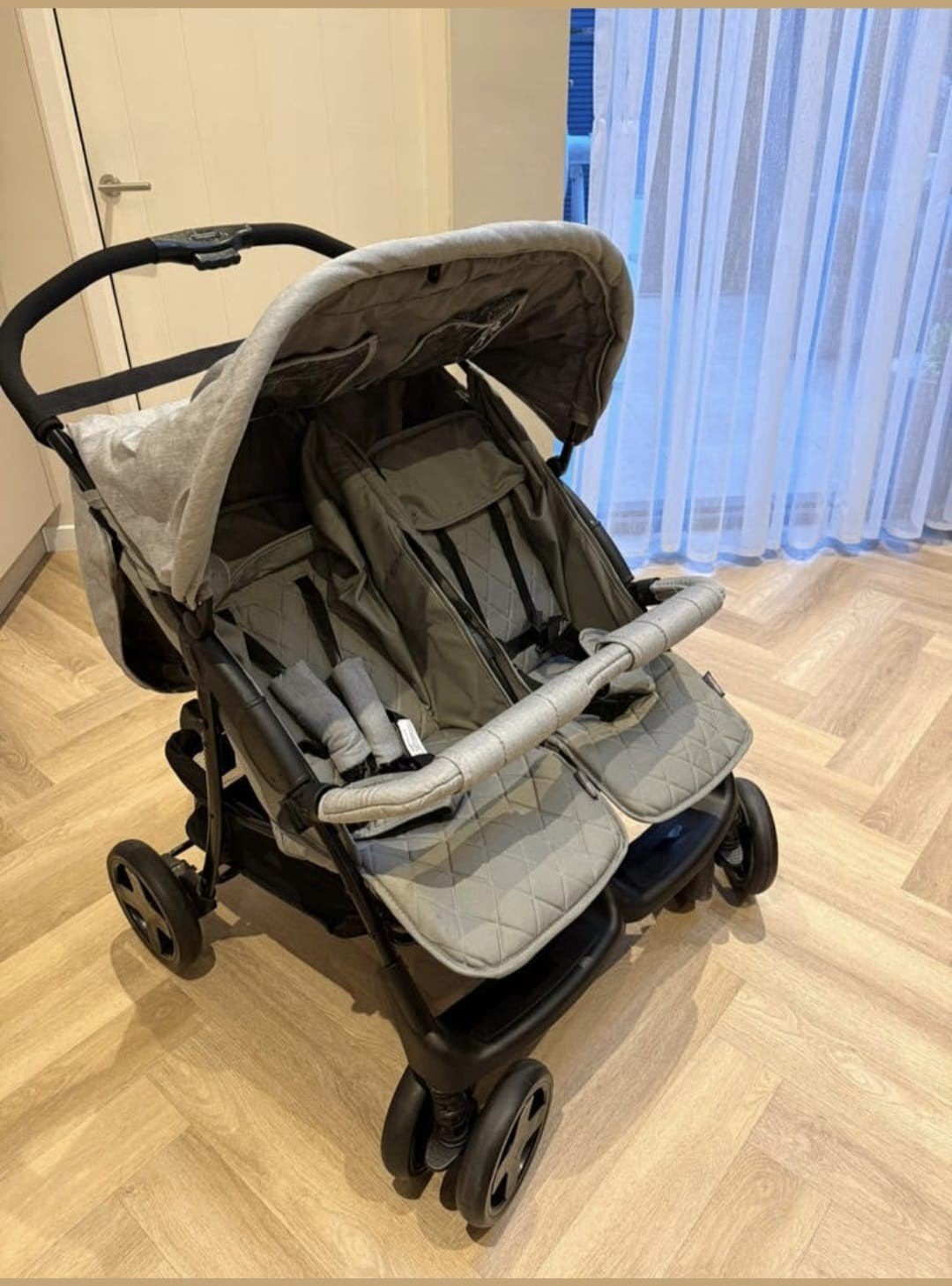 Grijze Duowagen - Lorelli Twin Grey Duowagen, Gebruikt, Duowagen, Ophalen, Kinderwagen