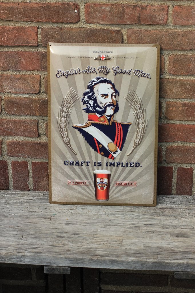BIER BOMBARDIER A PROPER ENGLISH ALE, Ophalen of Verzenden, Reclamebord, Plaat of Schild, Overige merken