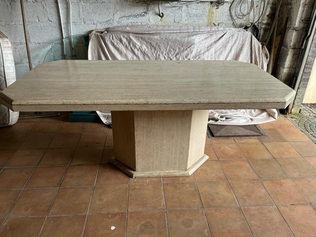 Travertin eettafel 180x90x74, Ophalen of Verzenden, Rechthoekig, 150 tot 200 cm, 50 tot 100 cm