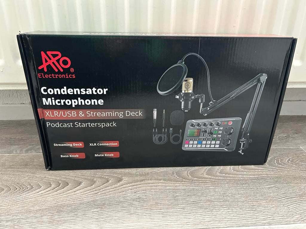 APO Electronics Condensator Microfoon Podcast Starterspack, Ophalen, Nieuw, Studiomicrofoon