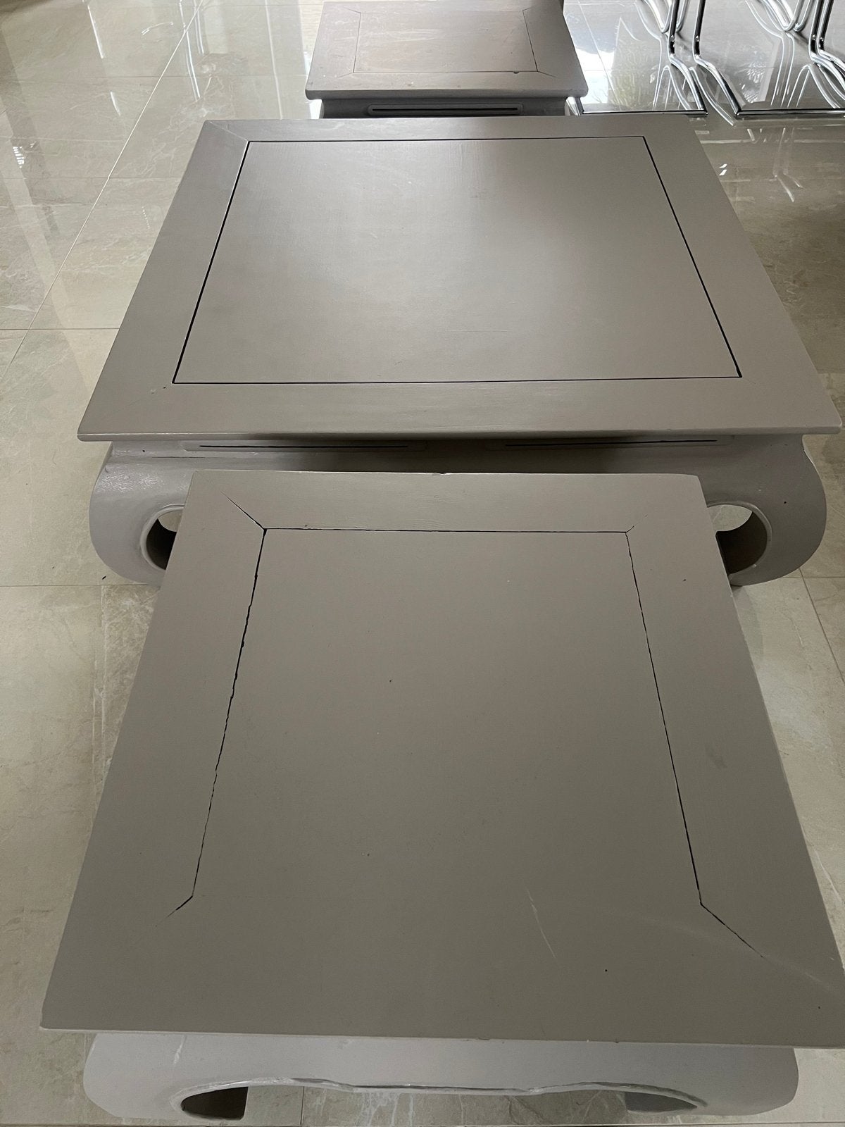 Set van 2 salontafels en dressoir, Ophalen, Gebruikt, Vierkant, Overige houtsoorten