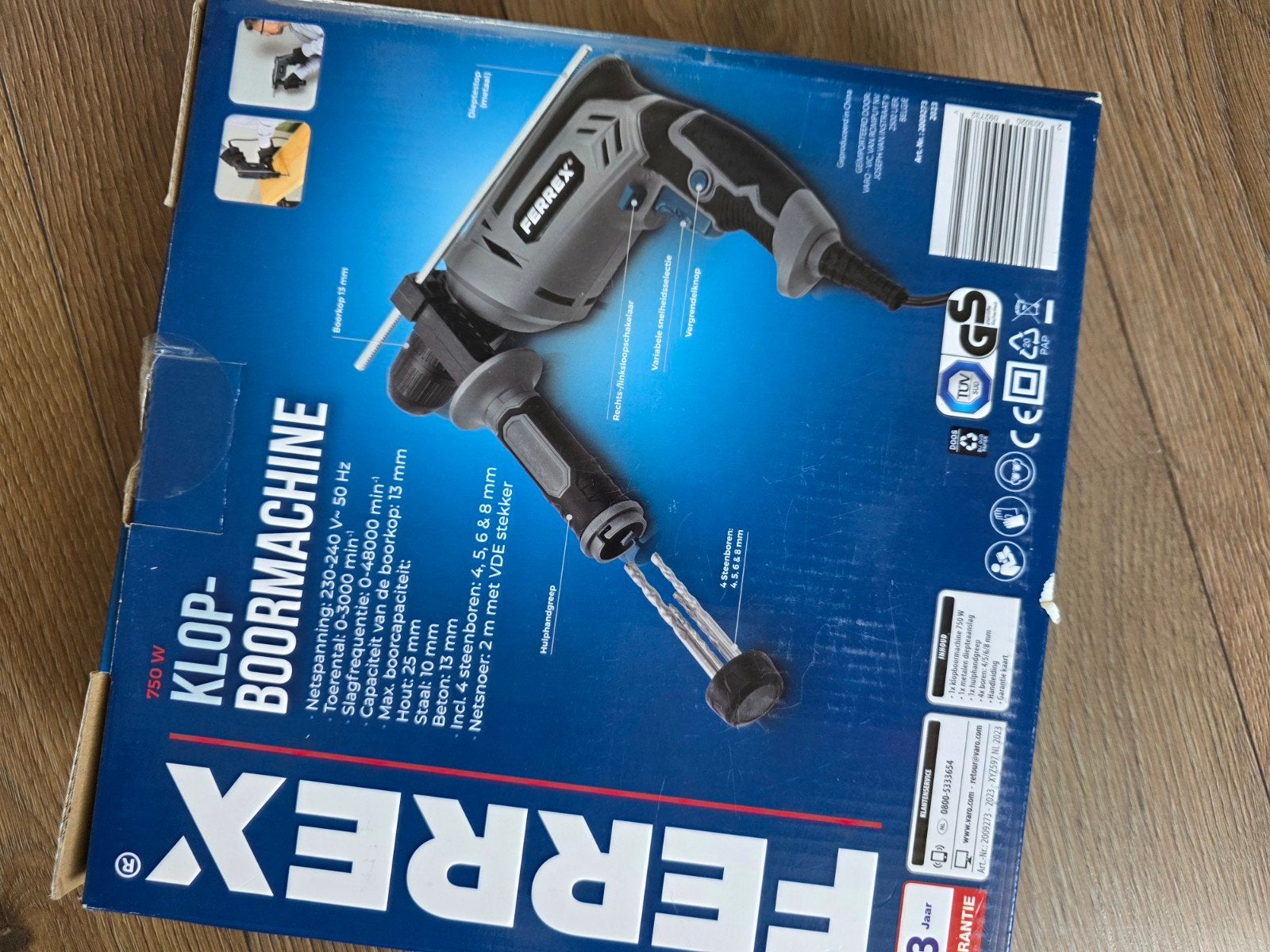 Ferrex Klopboormachine 750W - Nieuw in doos, Boormachine, 600 watt of meer, Nieuw, Ophalen of Verzenden