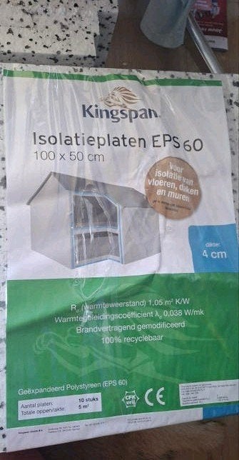 Kingspan EPS 60 Isolatieplaten 4 cm dik - 7 platen + 3 rest, Ophalen, 4 tot 8 cm, Nieuw, 15 m² of meer