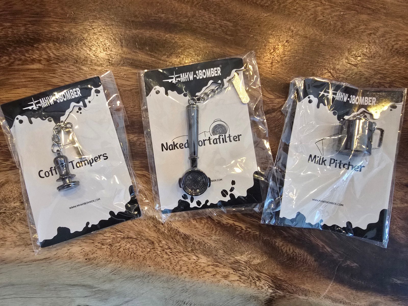 mhw 3 bomber koffie sleutelhangers! portafilter, pitcher etc, Ophalen of Verzenden, Nieuw, Overige modellen, Overige typen