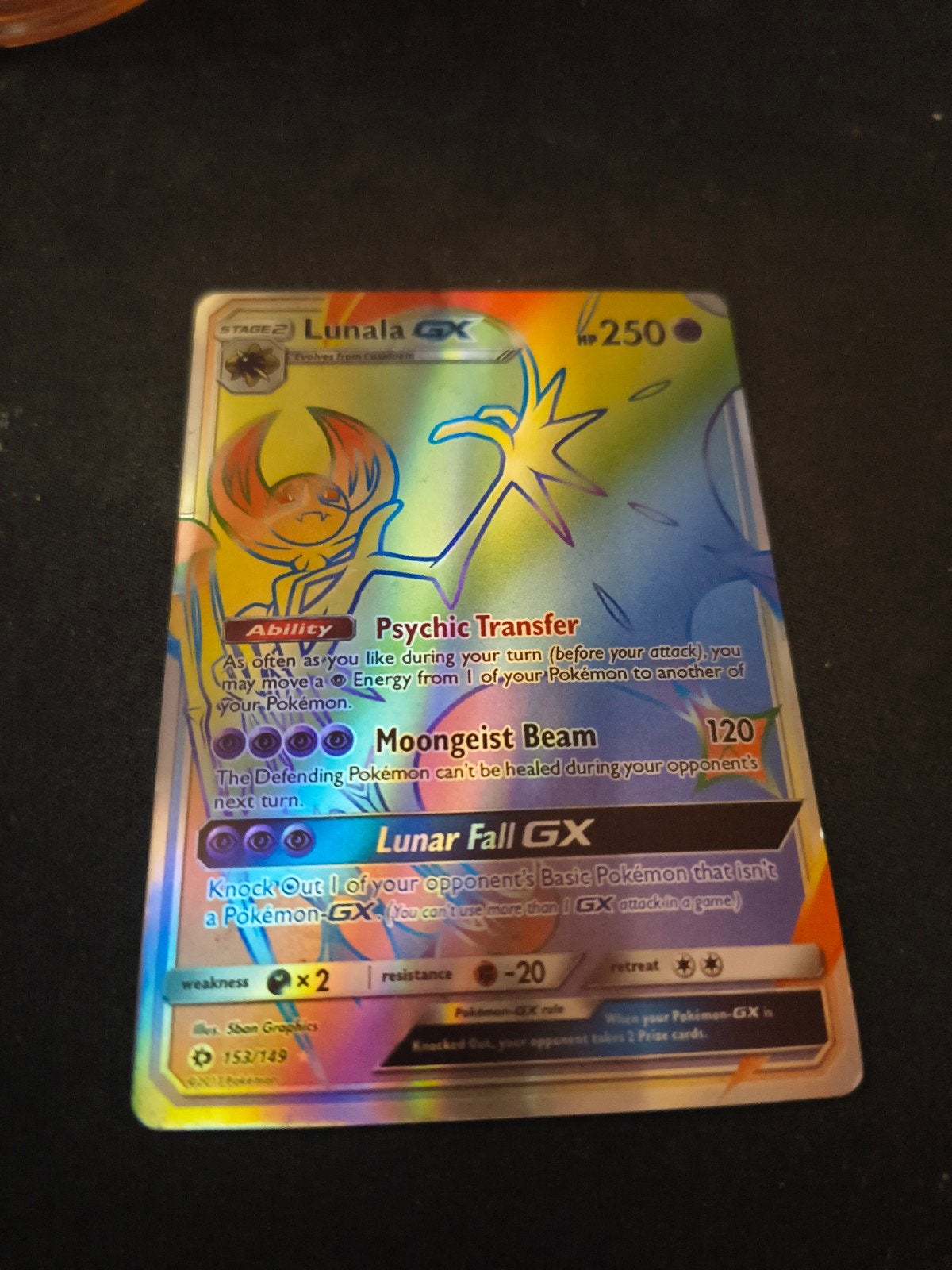 Pokémon Kaart Lunala GX Rainbow Rare (kleine bend), Hobby en Vrije tijd, Verzamelkaartspellen | Pokémon, Ophalen of Verzenden