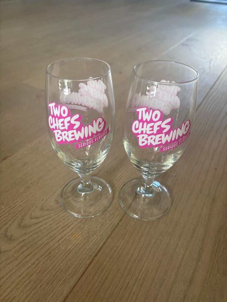 2 Two Chefs Brewing bierglazen 0,25L, Ophalen of Verzenden, Zo goed als nieuw, Bierglas