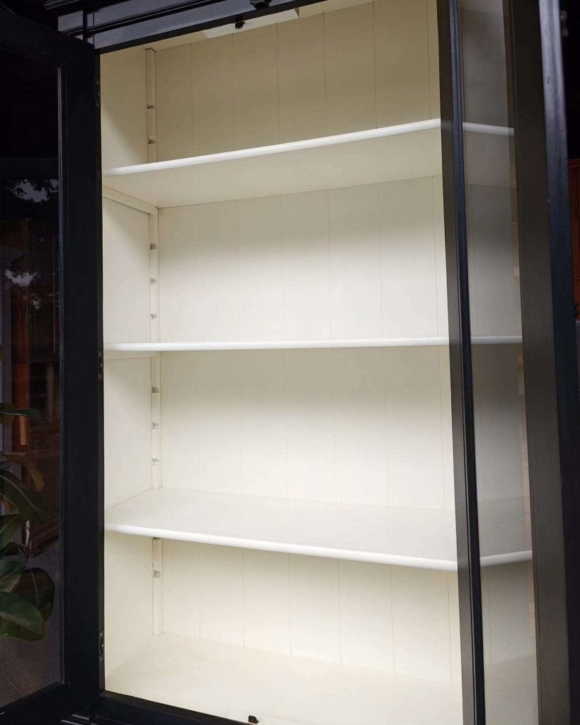 Klassieke vitrinekast | Hoge zwarte buffetkast  #4154, Gebruikt, -, 200 cm of meer, -