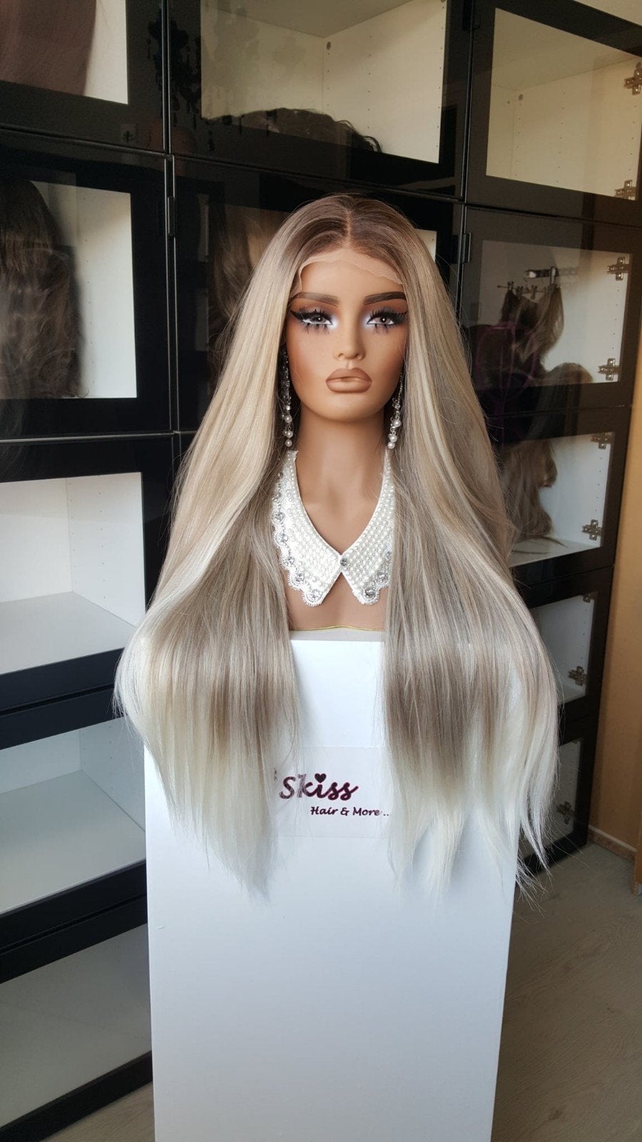 Luxe Lace Pruik: Uitgroei / Assigblond / Lichte punten, LANG, Ophalen of Verzenden, Nieuw, Pruik of Haarverlenging