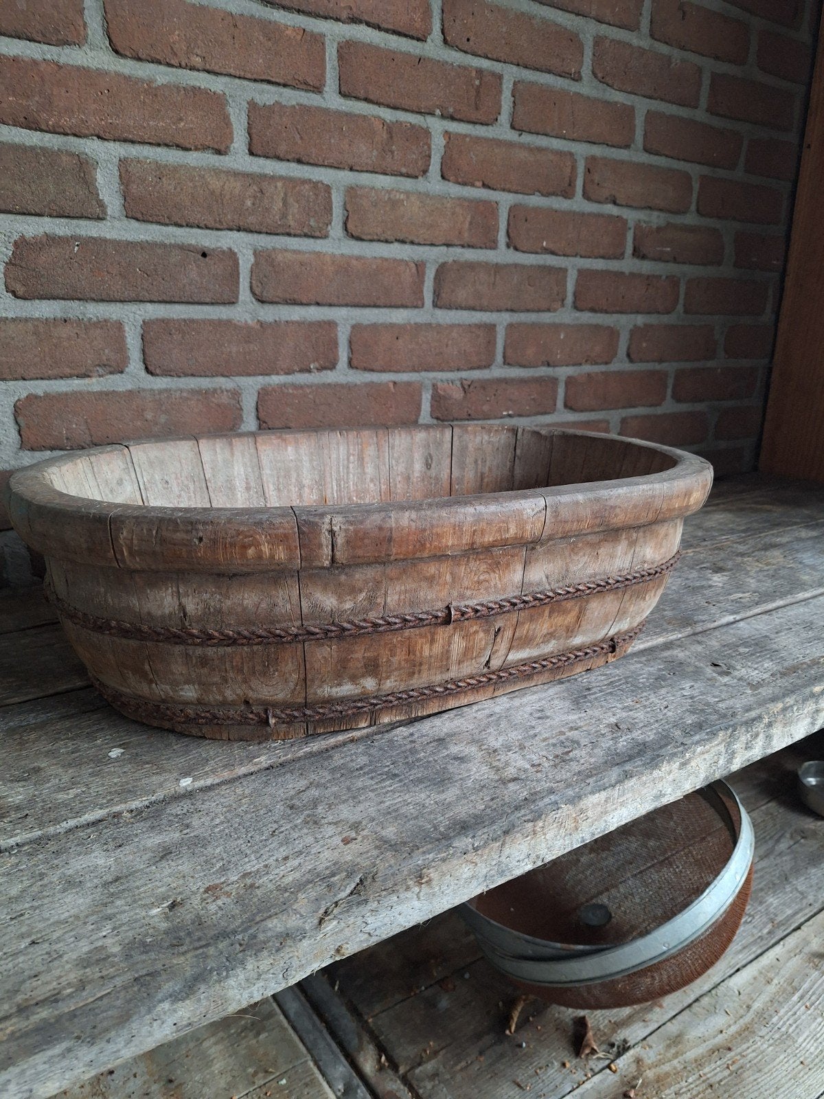 Mooie oude olijfbak - Authentieke houten schaal, Ophalen