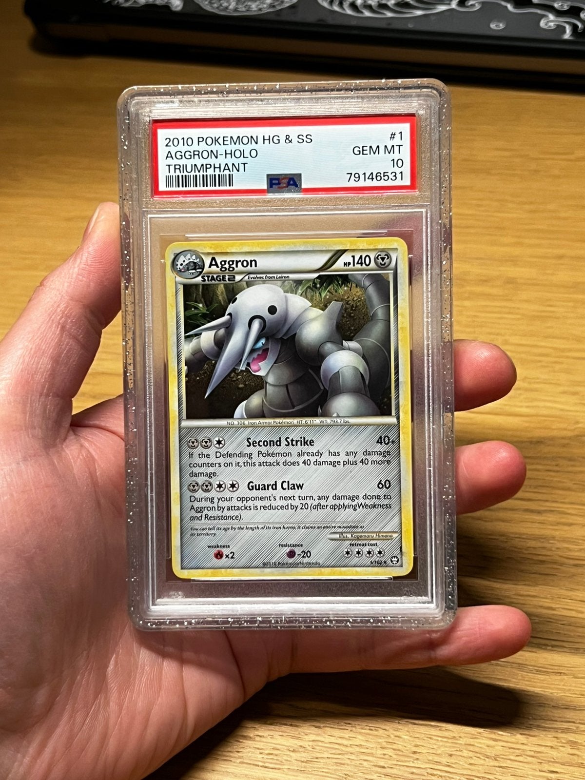 Foto 2 van Pokemon HG & SS Triumphant Aggron Holo ( Vintage POP 26 )