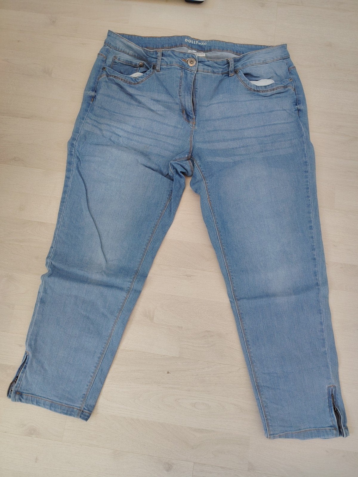 Zgan spijkerjeans met ritsjes mt 48, Kleding | Dames, Ophalen of Verzenden, Zo goed als nieuw, Zwart