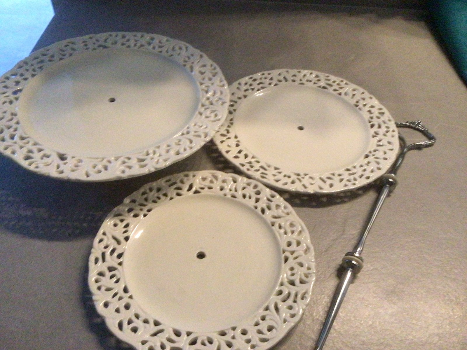 Elegante etagère met 3 lagen - Wit keramiek, Ophalen