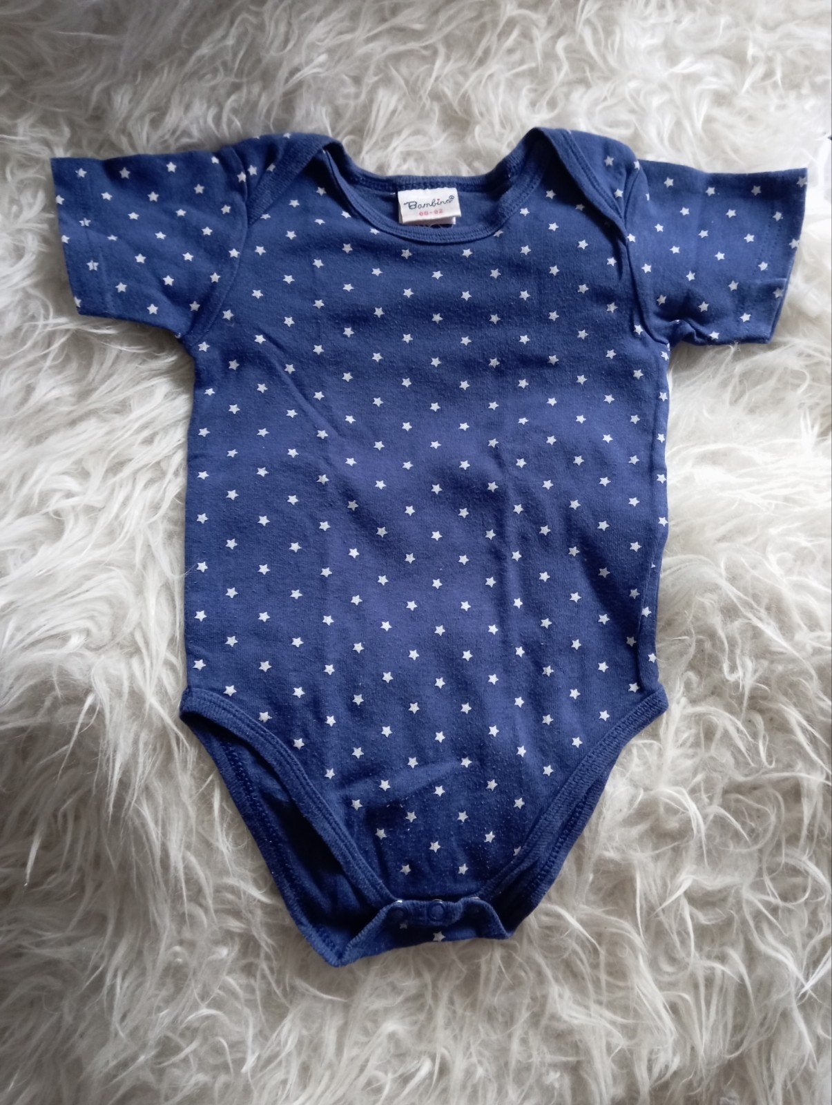 Bambino romper blauw met witte sterren, korte mouw, mt 86/92, Kinderen en Baby's, Babykleding | Maat 86, Ophalen of Verzenden