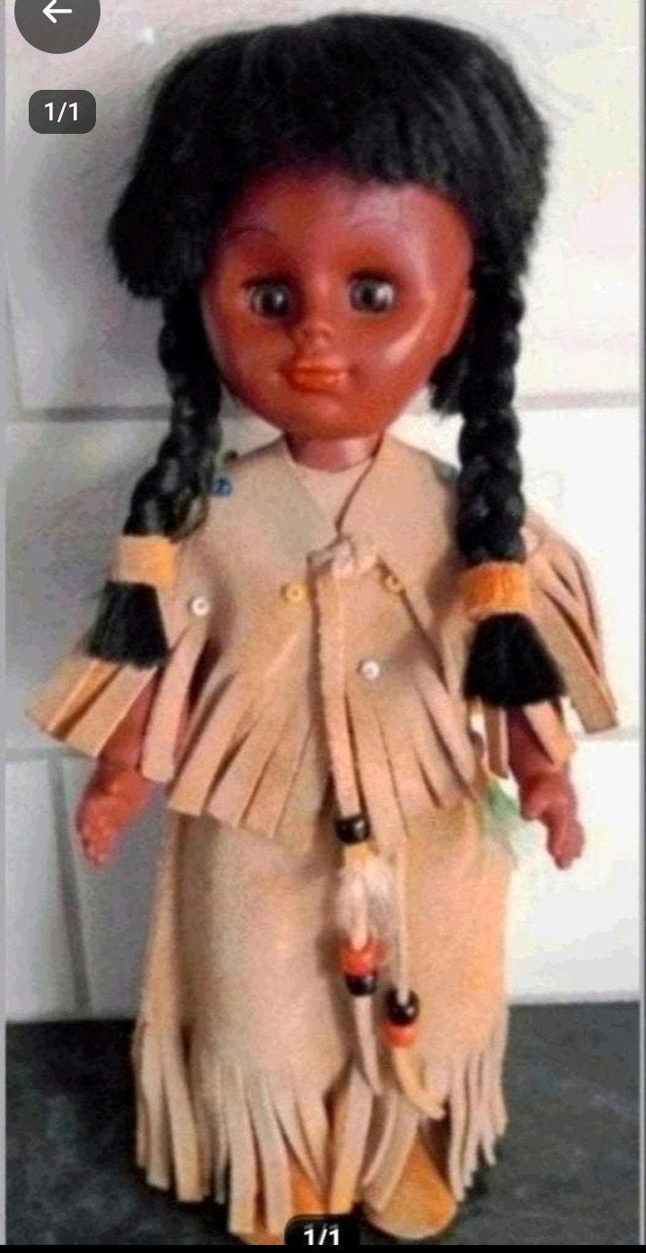Indiaan pop 30cm vintage bewegende ogen, Verzamelen, Poppen, Ophalen, Pop