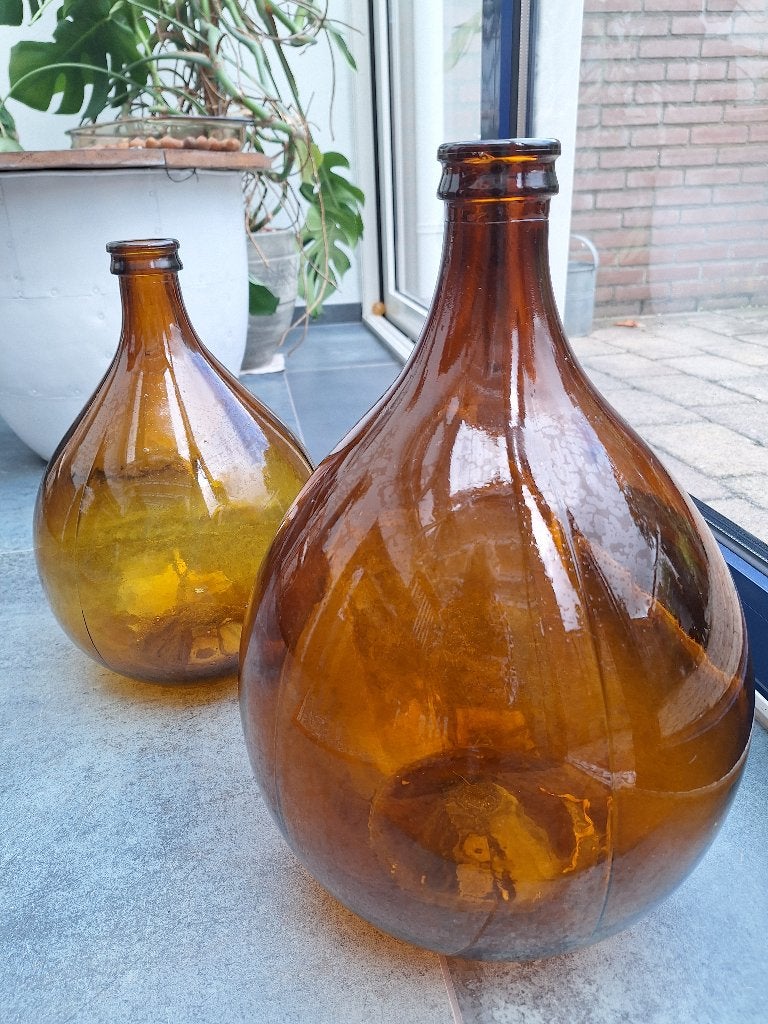 10 en 15 liter bolfles bruin gla, Huis en Inrichting, Ophalen, Bruin, 41 cm, Glas