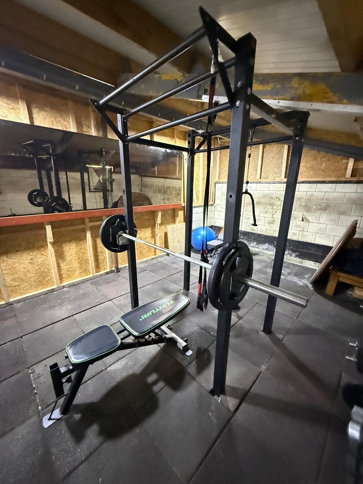 Complete thuisgym power rack, olympische stang, gewichten, Ophalen, Gebruikt, Benen, Overige typen