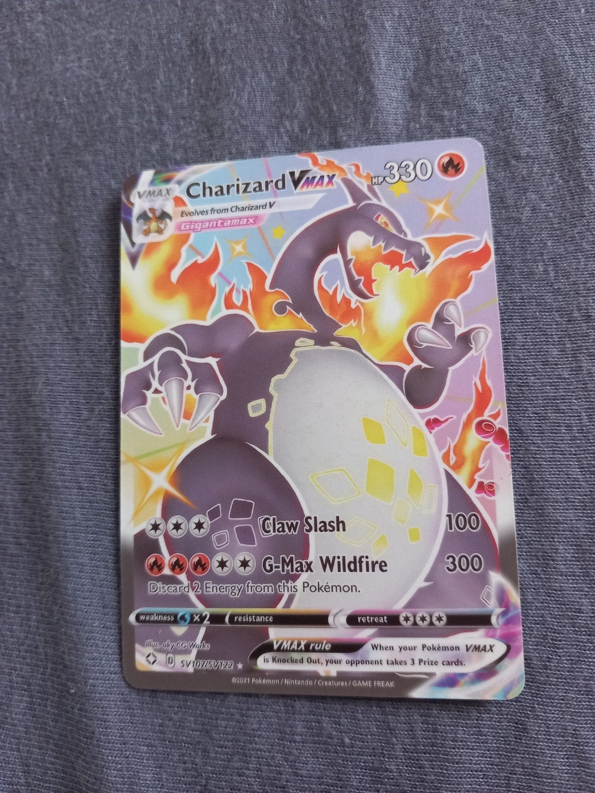 charizard Vmax, Ophalen of Verzenden, Zo goed als nieuw, Losse kaart, Foil