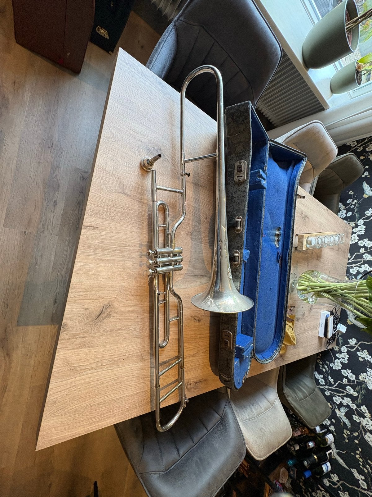 Voglas C. Mahillon Bruxelles ventieltrombone met koffer, Muziek en Instrumenten, Ophalen, Gebruikt, Overige typen, Met koffer