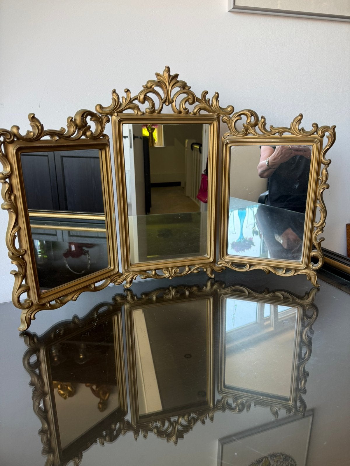 Spiegel Hollywood Regency Syroco USA drieluik goud, Ophalen, Overige vormen