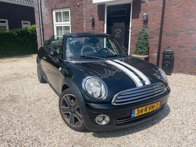 Mini Cabrio 1.6 120pk 2010 Zwart. Lederen bekleding !, Auto's, Mini, 4 cilinders, Cabriolet, 4 stoelen, Origineel Nederlands