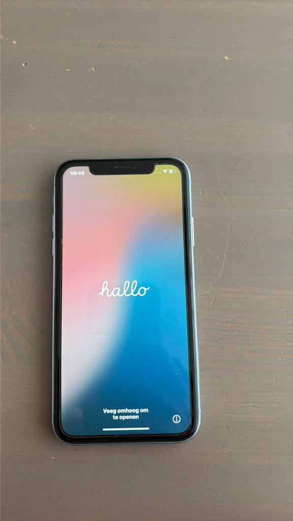 iPhone XR 64 GB Blauw - Achterkant beschadigd + hoesje, Telecommunicatie, Mobiele telefoons | Apple iPhone, Ophalen, Gebruikt