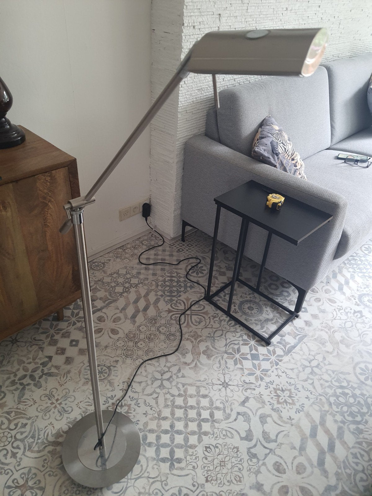 Moderne staande lamp, verstelbaar, metaal, Gebruikt, Overige fittingen, Ophalen of Verzenden, Metaal