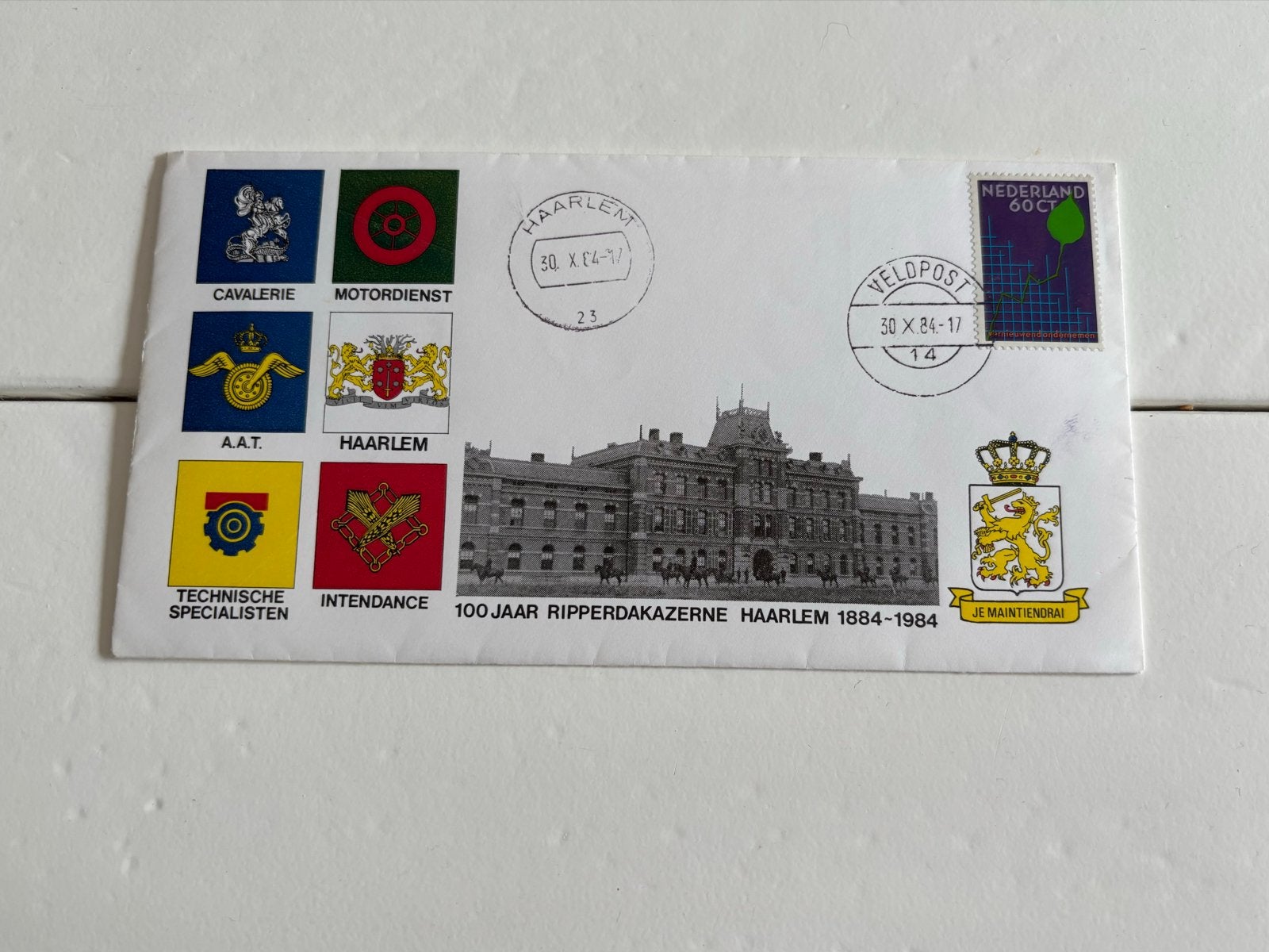 Veldpost Envelop 100 Jaar Ripperdakazerne Haarlem 1984, Ophalen, 1980 tot heden, Ongelopen, Noord-Holland