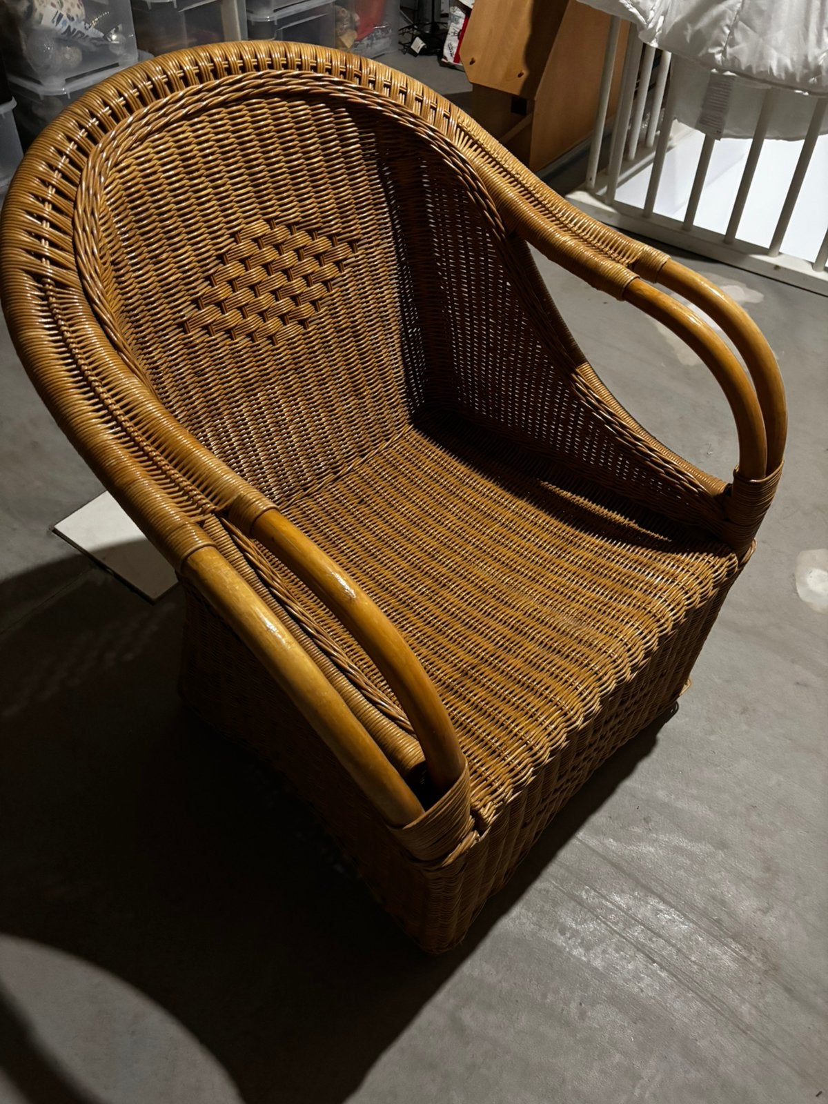 Rieten fauteuil, Ophalen, Zo goed als nieuw, Bruin, Eén