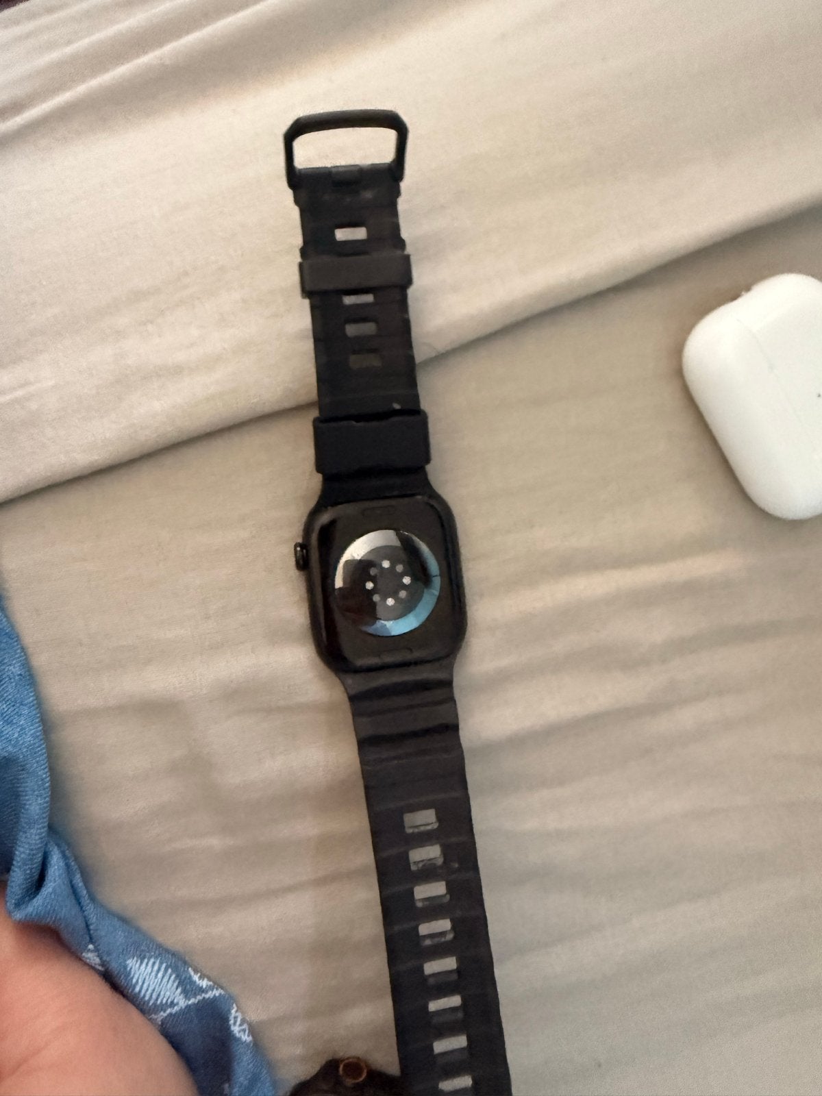 Apple Watch met zwart bandje, Gebruikt, Hartslag, Zwart, IOS