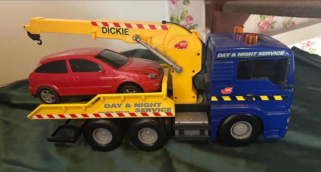 Dickie Sleepwagen met Auto - Dag & Nacht Service, Ophalen of Verzenden, Zo goed als nieuw