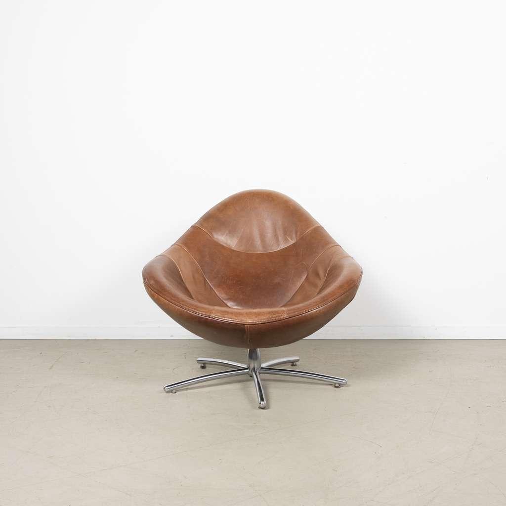2x Label Hidde Fauteuil Donker Cognac Leer, Niet ingevuld, Niet ingevuld, 75 tot 100 cm, Zo goed als nieuw
